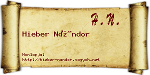 Hieber Nándor névjegykártya